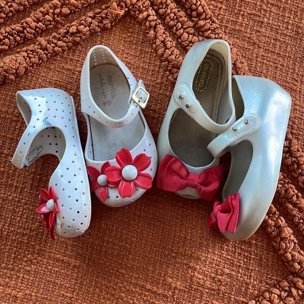 Two pairs of Mini Melissa PLAY condition shoes size 8 Mini Melissa